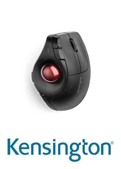 Product photo showing a computer mouse above the Kensington logo
