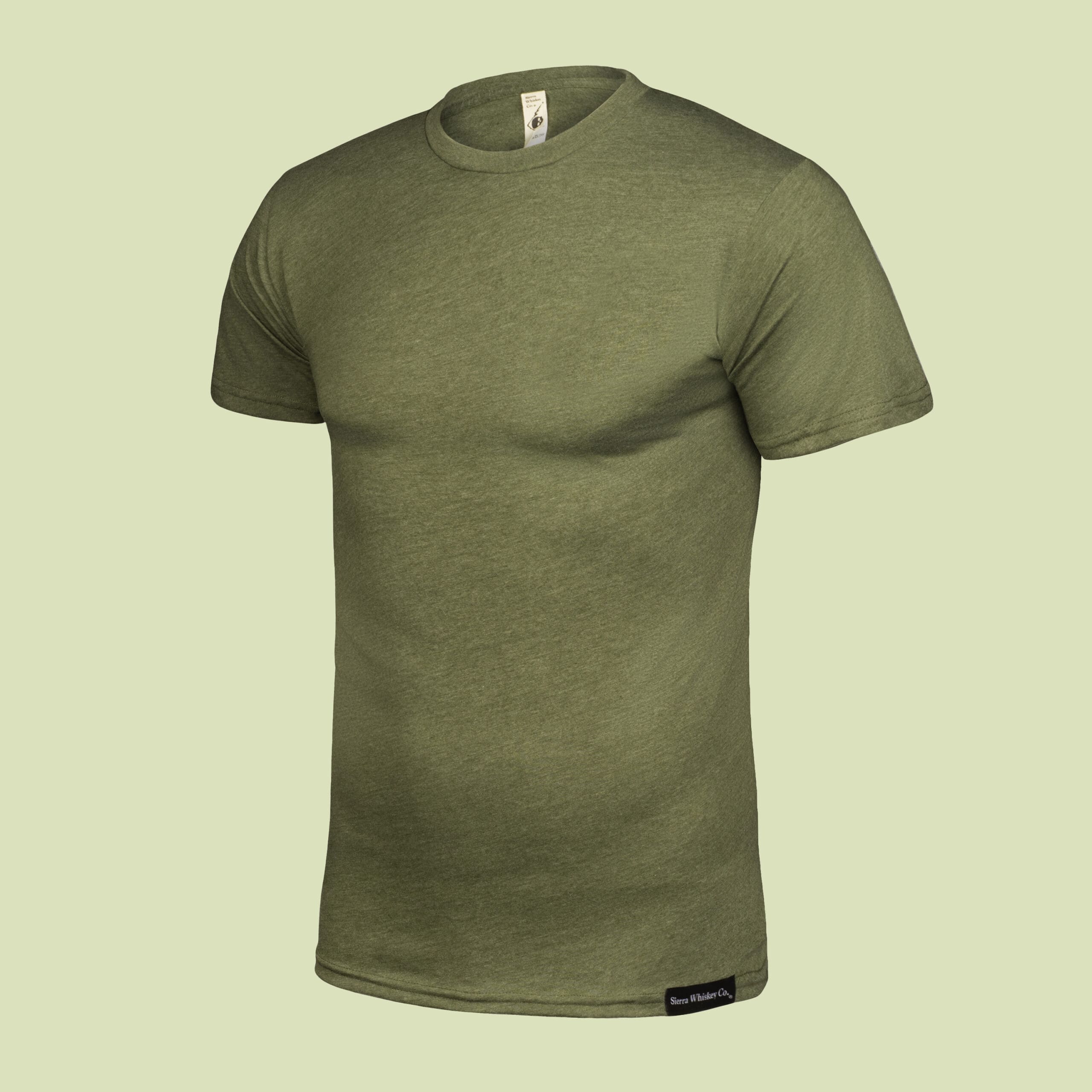 A ghost mannequin photo depicting a green t-shirt